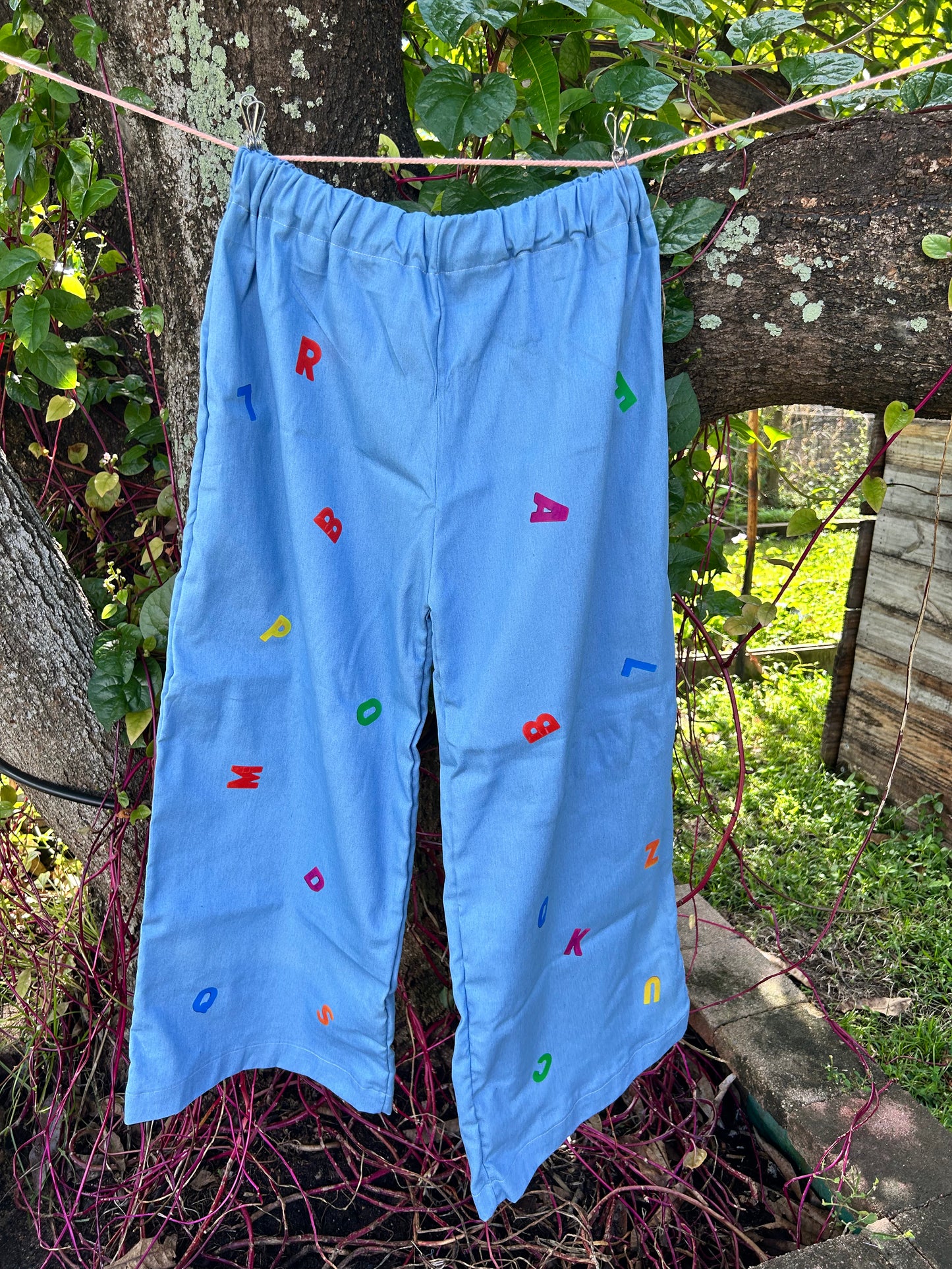 Denim letters pant