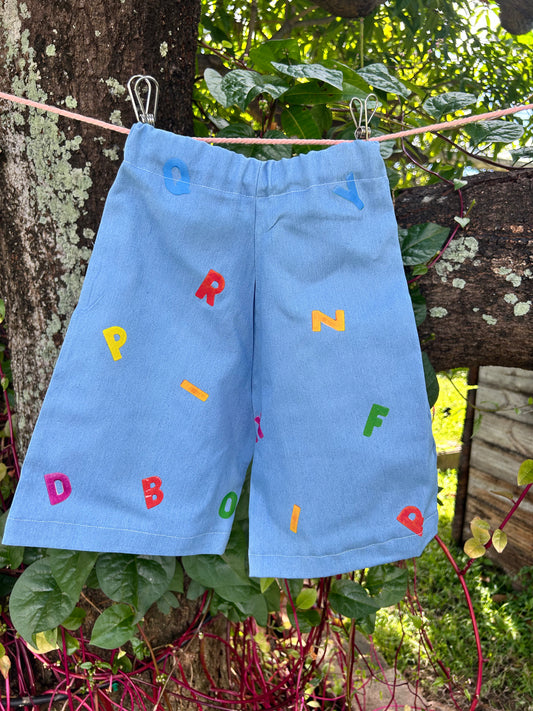 Denim letters pant